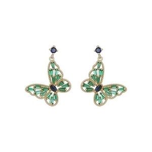 - 18KGP Green zircon butterfly Vintage earrings